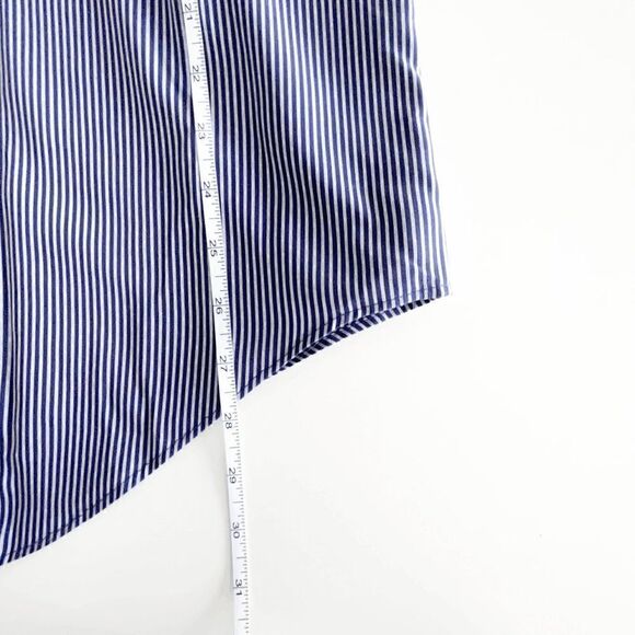 Calvin Klein Men's Slim Fit Non Iron Shirt Long Sleeve Pinstripes Blue Size 17 - Picture 6 of 8